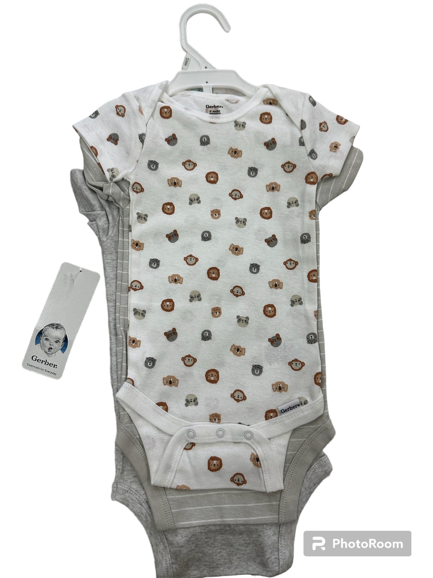 Set de Onesies, 3 Piezas con Animales del Zoo, Gerber