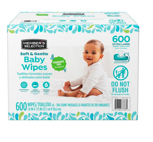 Toallitas Húmedas, Caja de 600 wipes, Member's Selection
