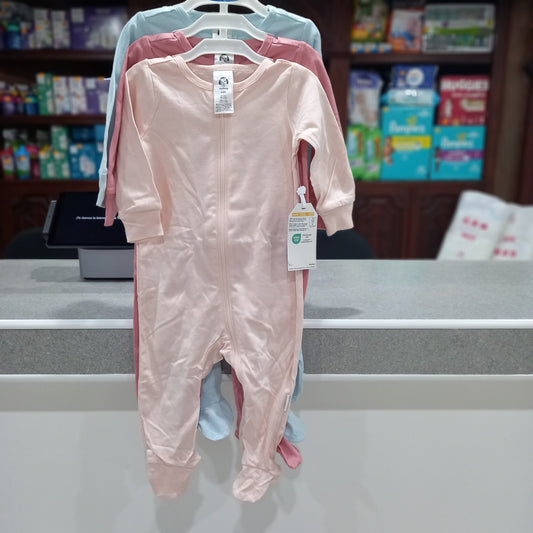 Set de Pijamas Bebé Neutro Rosa y Azul 3 Piezas, Gerber