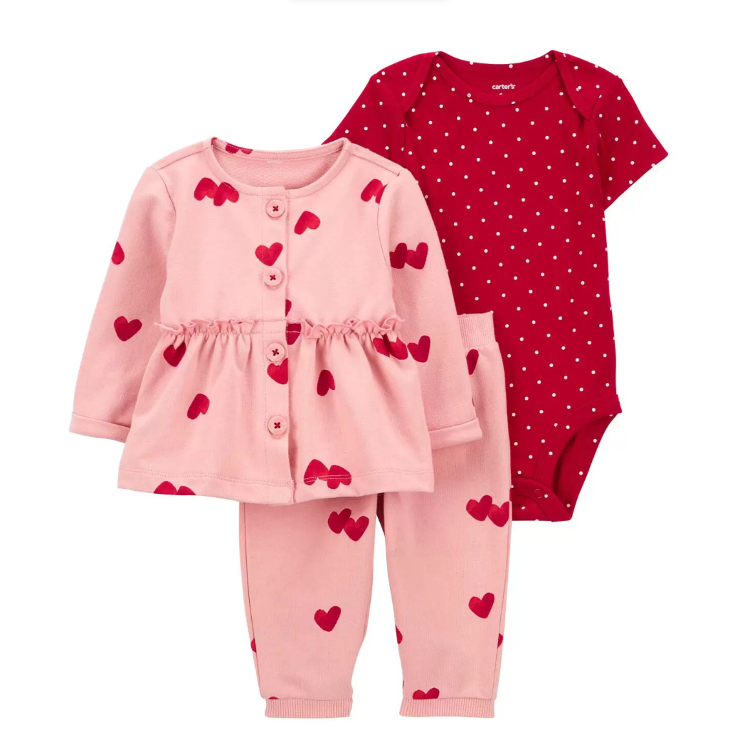 Set de 3 Onesies y Top con Estampado de Corazones, Carter's